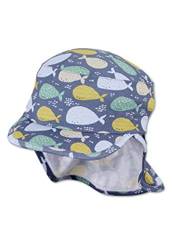 Sterntaler Unisex dziecięca czapka z daszkiem ochrona karku wieloryb czapka dziecięca, średni niebieski, 49