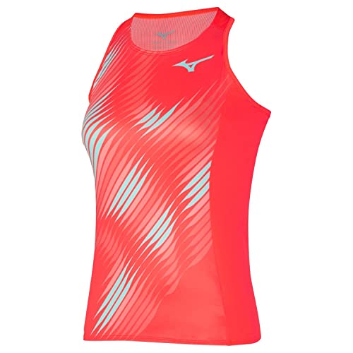 Mizuno Damska koszulka bez rękawów z nadrukiem, Fierry Coral, XS, Fierry Coral, XS