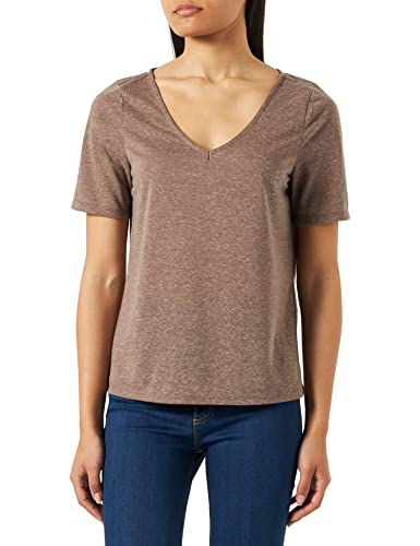 VISINA V-Neck S/S Top - Noos, orzech włoski/szczegóły: melanż, S