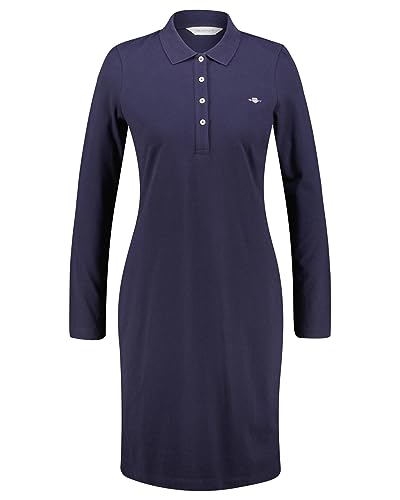 GANT Damska sukienka Slim Shield Ls Pique, niebieski (Evening Blue), XS