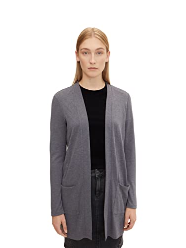 TOM TAILOR Damski Kardigan z kieszeniami 1032699, 30279 - Evident Anthracite Melange, XXS