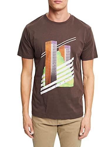 ESPRIT Męski t-shirt 102EE2K309, 200/DARK brązowy, L