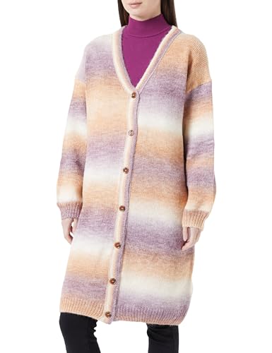 SIDONA Damski kardigan z dzianiny 10424757-SI01, beżowy liliowy wielokolorowy, XL/XXL, Beżowy, fioletowy, wielokolorowy, XL-XXL
