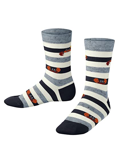 FALKE Uniseks - dzieci Skarpety Crab Stripe K SO Bawełna Wiskoza Jedwab z wzorem 1 Para, Niebieski (Cloud Melange 6247), 19-22 (1-2 lata)