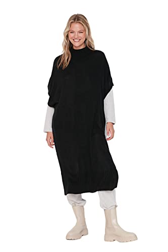 Trendyol Damski golf gładki dopasowany kardigan, czarny, L, Czarny, L