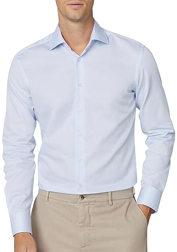 Hackett London Męska koszula z teksturą Zgredek, Niebieski (Niebo), 44