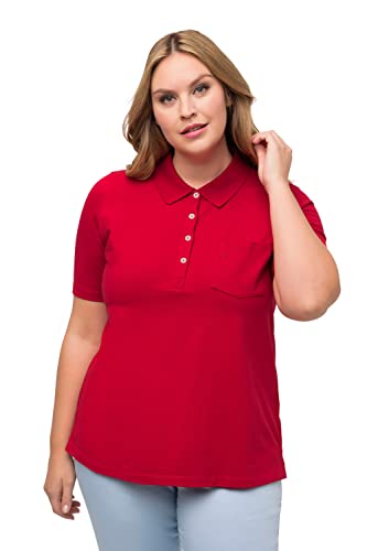 Ulla Popken, Damska koszulka polo w dużych rozmiarach, styl dworkowy, klasyczna, Salsa, 46-48