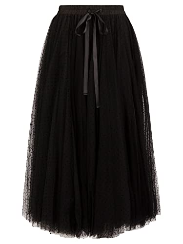 ApartFashion Women's APART spódnica tiulowa na całej powierzchni z kropkami, czarna, normalna, czarny, L