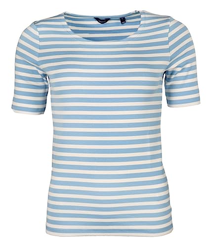GANT Damska koszulka w paski 1X1 Rib LSS, Gentle Blue, Standard, Gentle Blue, XXL