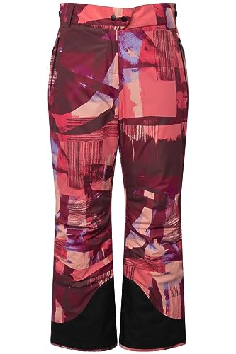 Ulla Popken Damskie spodnie narciarskie z nadrukiem górskim, wodoodporne spodnie, czerwony purpurowy, 46 duże rozmiary