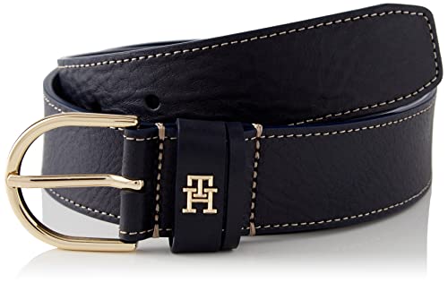 Tommy Hilfiger Damski pasek skórzany TH Timeless 3.5 Topstitch, niebieski (Kosmiczny Błękit), 80