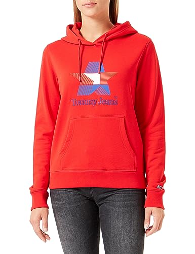 Tommy Jeans Damska bluza z kapturem Tjw Reg Tj Star, Głęboki karmazynowy, XL