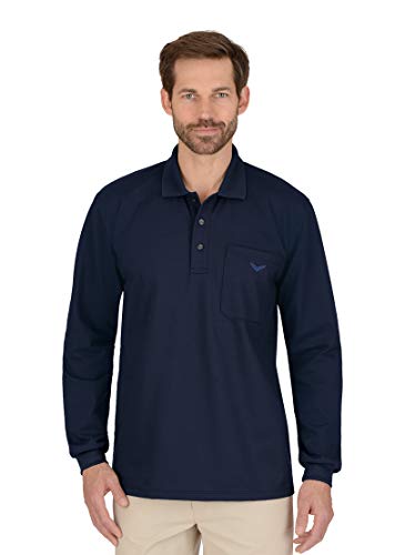 Trigema Męska koszulka polo z długim rękawem, Niebieski (granatowy 046), XL