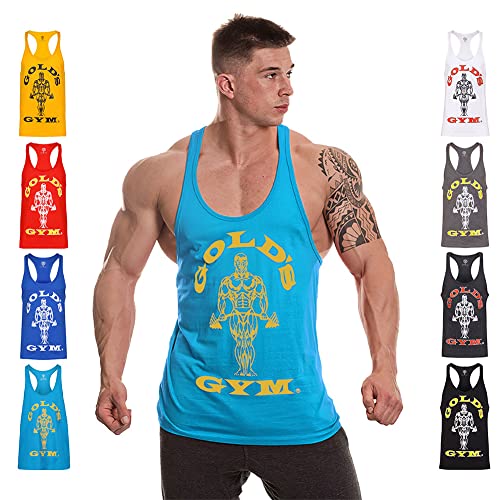 Gold's Gym Męska kamizelka Muscle Joe Premium Stringer, turkusowy/żółty, S