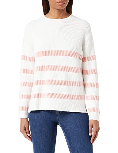 Vila Women's VIRIL Stripe L/S Knit TOP-NOOS kurtka dzianinowa, White Alyssum/Stripes:Tigerlillly, XS, White Alyssum/Stripes: tigerlilly, XS