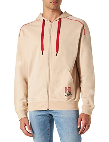 HUGO Męska kurtka z kapturem, odzież domowa, Jasny Beż274, M