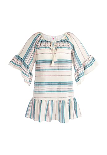 IZIA Damska sukienka mini w paski, różowy, turkusowy, wełniany biały, XL