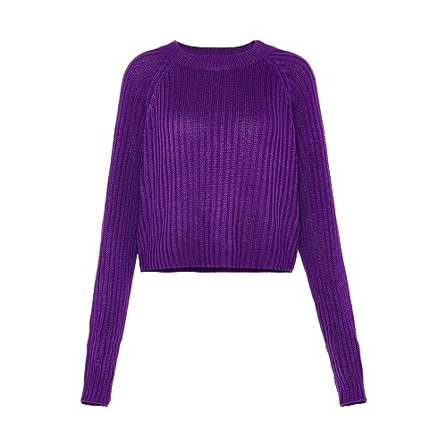 myMo Damski sweter z dzianiny prążkowany liliowy M/L, liliowy, M