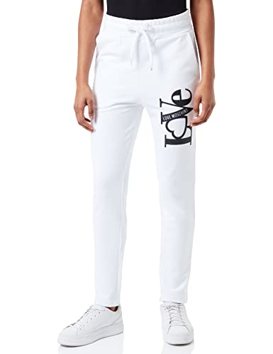 Love Moschino Damskie spodnie dresowe o luźnym kroju, Optyczny biały, 38
