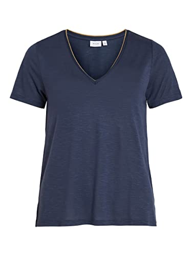 Vila Damska koszulka Vinoel Lurex S/S Top-Noos, Total Eclipse, XS