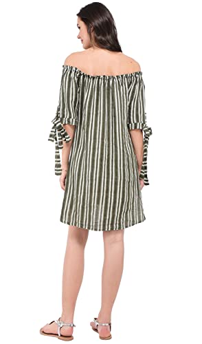 Bonateks damska sukienka 100% lniana wyprodukowana we Włoszech, puszysta sukienka z okrągłym dekoltem i kieszeniami, czarna, rozmiar: M, czarny, M