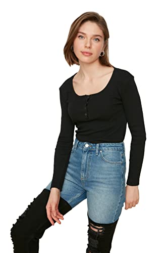 Trendyol Damska bluza z czarną stroną z dzianiny, rozmiar S
