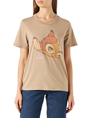 ONLY Women's ONLBAMBI REG S/S TOP Box JRS T-Shirt, Nomad/Print:Bambi, M