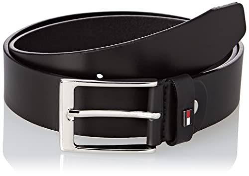 Tommy Hilfiger Męski pasek skórzany Layton Adj, Czarny, 85