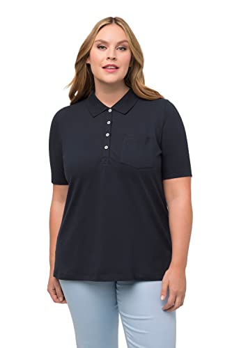 Ulla Popken, Damska koszulka polo w dużych rozmiarach, styl dworkowy, klasyczna, morski, 42-44