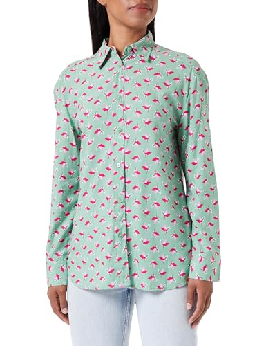 United Colors of Benetton Damska koszula 5t17dq02y, jasnozielona, wzór liści, 82 m, L, jasnozielony, wzór liści, 82 M, L