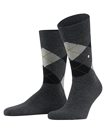 Burlington Tweed Argyle skarpety męskie, ocieplająca mieszanka materiałów, szary (Dark Grey 3970), 46 EU