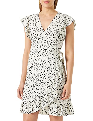 Vila Damska sukienka Vifini Wrap S/S Short Dress-Noos, Brzoza/Aop: dolma, 38