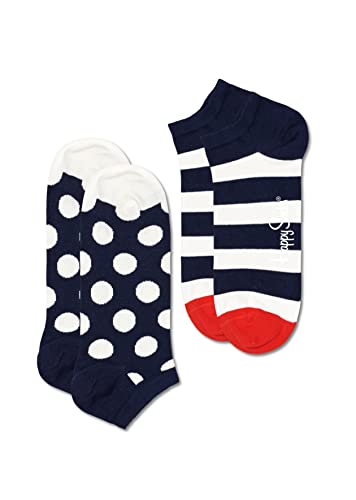 Happy Socks 2-Pack Big Dot Stripe Low Socks, Skarpety dla kobiet i mężczyzn, Biały (41-46)