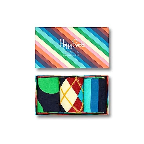 Happy Socks 3-pak klasycznych skarpetek zestaw upominkowy, wielokolorowy, średni/duży (opakowanie 3 szt.)