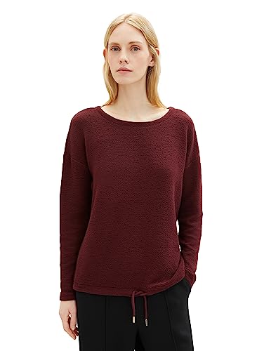 Bluza damska TOM TAILOR ze strukturą i sznurkiem, 10308-Głęboka burgundowa czerwień, XL