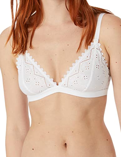 Maison Lejaby - Damski biustonosz z trójkątnym haftem Bloom Cotton, biały, M