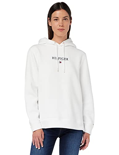 Tommy Hilfiger Damska bluza z kapturem Hilfiger LS polarowa bluza z kapturem, biała, M, biały, M