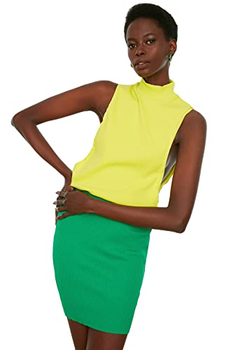 Trendyol Damska mini spódnica ołówkowa Bodycon dzianinowa spódnica, ZIELONY, S