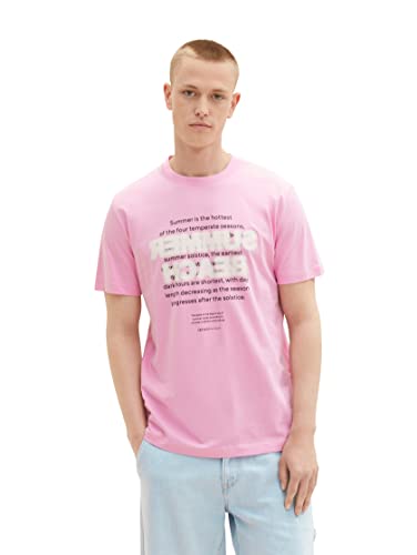 TOM TAILOR Denim T-shirt męski z nadrukiem, 31646 - Soft Summer Pink, XXL