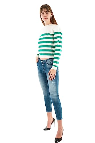 Morgan damski sweter z długim rękawem MJELY średniozielony TXS, Vegetal Green/Off White, XS