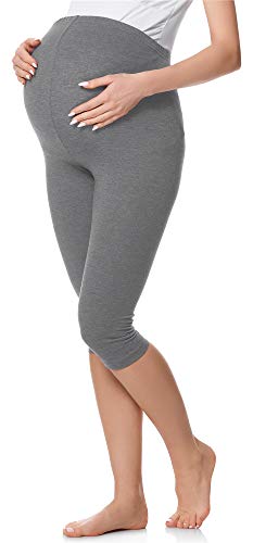 Be Mammy 3/4 Bawełniane Legginsy Ciążowe BE20-229 (Średni Melanż, L)