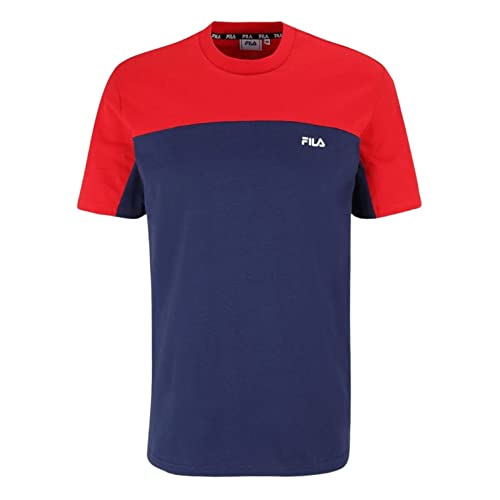 FILA Męski t-shirt BLANKENBURG Blocked, Medieval Blue-True Red, S, Medieval Blue-true Red, S
