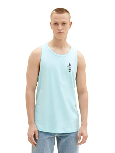 TOM TAILOR Denim Męski 1038463 tank top, 30655-Soft Light Turquoise, XS, 30655 - Soft Light Turquoise, XS