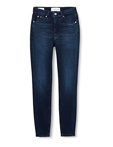 Calvin Klein Jeans Damskie spodnie do kostki z wysokim stanem, Ciemna dżinsowa, 58