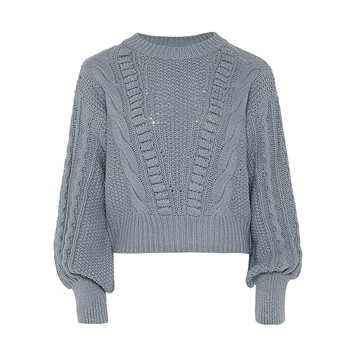 Blonda Damski sweter Vintage Twist Shag sweter niebieski szary rozmiar XL/XXL, niebieski zielony, XL