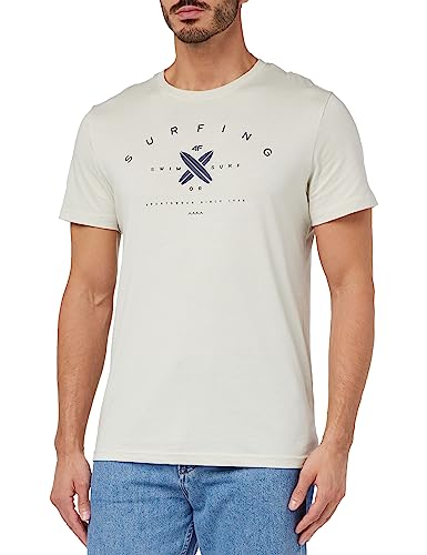 4F Koszulka męska, Ciepłe światło szare, XXL