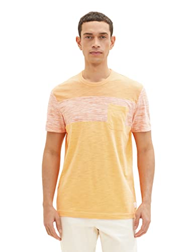 TOM TAILOR Męski T-shirt z kieszenią na piersi, 22225 - Washed Out Orange, XXL