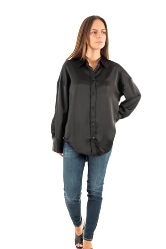 ONLY Onlmarta Ls Oversize Satin Shirt WVN bluzka damska, czarny, XL