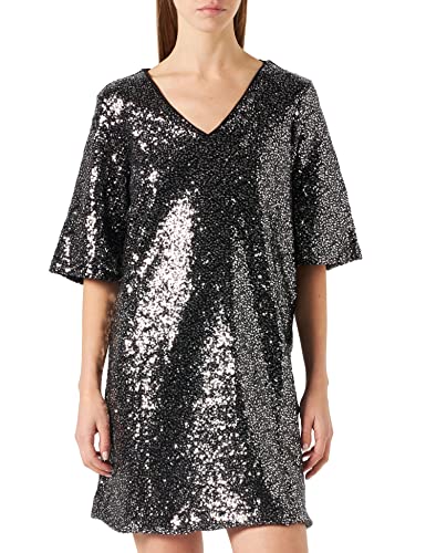 VERO MODA Sukienka damska, Czarny/detal: wielokolorowe sekwencje, XS