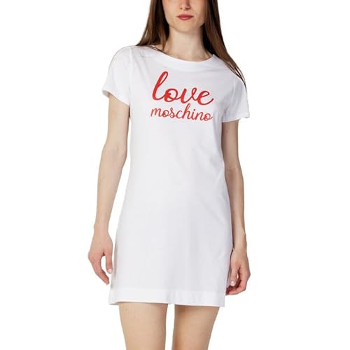 Love Moschino Damska sukienka z krótkim rękawem, kolor biały (Optical White), rozmiar 44 (DE), optical white, 44